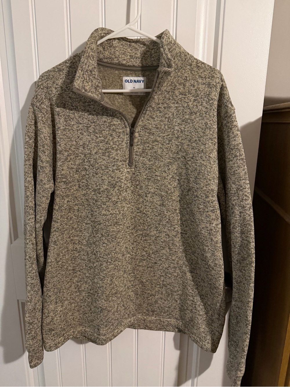 Old Navy Men's Heathered Beige Half-Zip Pullover Sweater